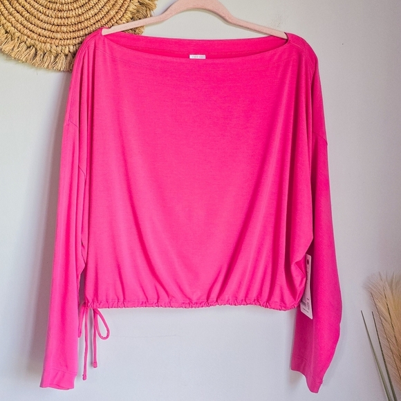 Athleta, New Cool Down Pink Long Sleeve Modal Drawstring Yoga Top Size Medium - Picture 2 of 14